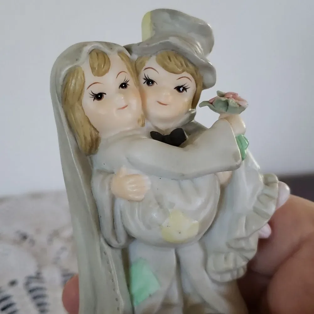 Adorable Vintage Porcelain Hobo Wedding Cake Topper